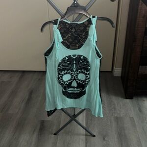 Ladies tank t-shirt with a Lacey type back